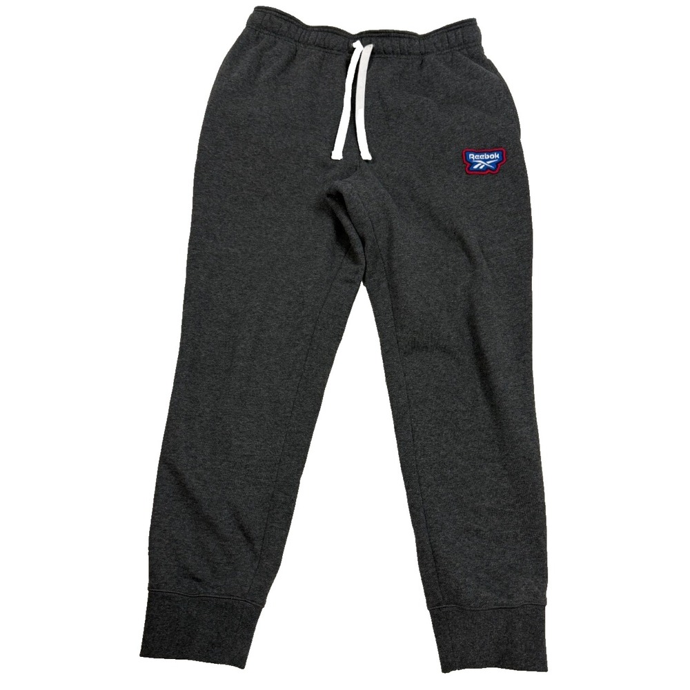 Reebok Mens Charcoal Grey Fleece Jogger Sweatpants Size Large Retro Vintage